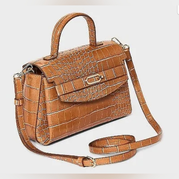 Crocodile Print Mini Top Handle Crossbody Bag - A New Day Brown - Picture 3 of 7
